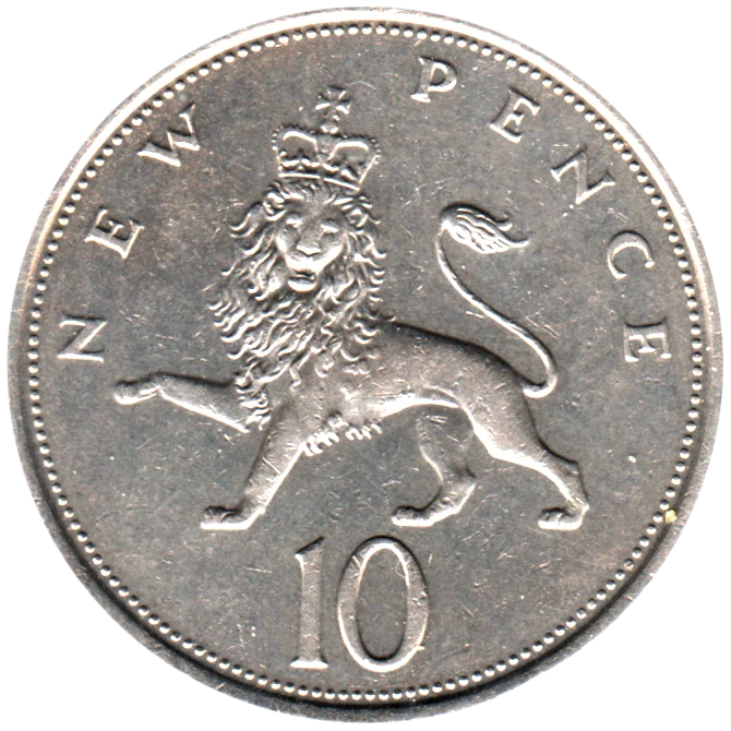 10 pence, 1974 Reverse