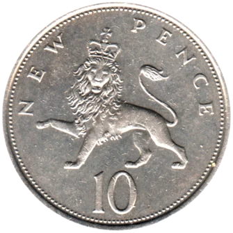 Preview 10 pence, 1974 reverse