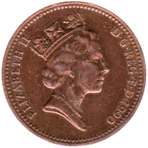 1 penny, 1990 Obverse