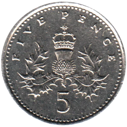 5 pence, 1995 Reverse