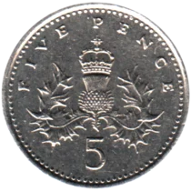 Preview 5 pence, 1995 reverse