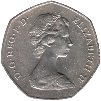 Preview 50 pence, 1973 obverse