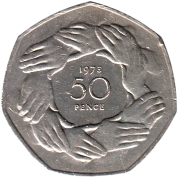 Preview 50 pence, 1973 reverse