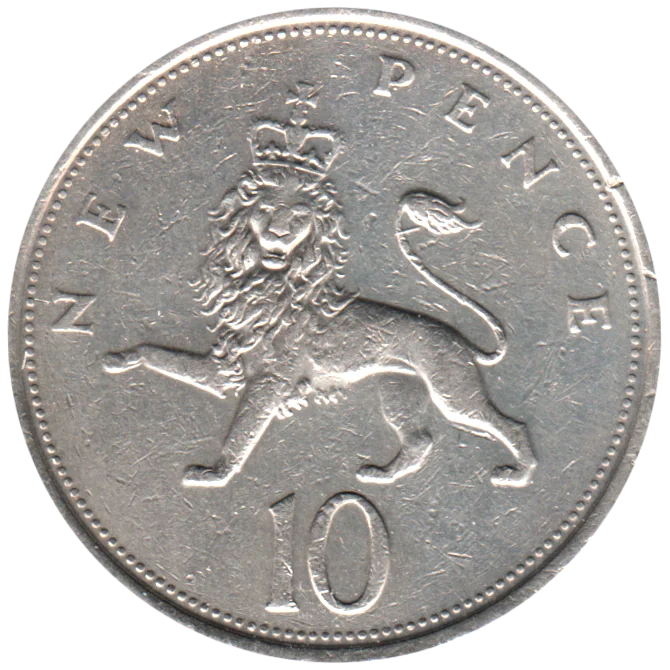 10 pence, 1975 Reverse