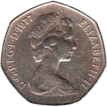 Preview 50 pence, 1977 obverse