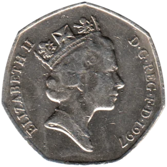 Preview 50 pence, 1997 obverse