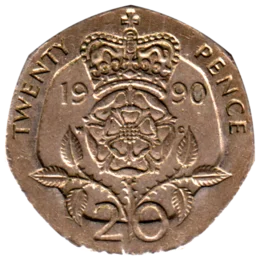 Preview 20 pence, 1990 reverse