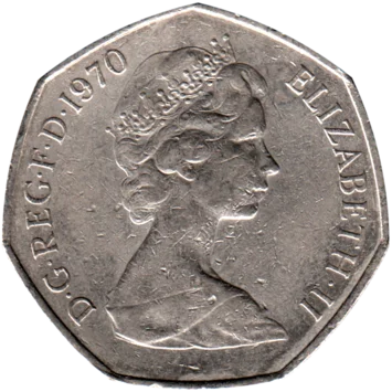 Preview 50 pence, 1970 obverse
