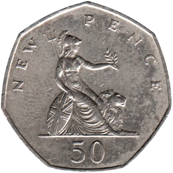 Preview 50 pence, 1970 reverse