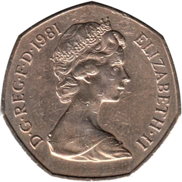 Preview 50 pence, 1981 obverse