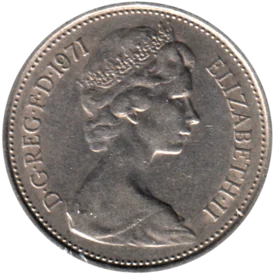 Preview 5 pence, 1971 obverse
