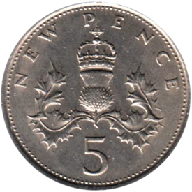 Preview 5 pence, 1971 reverse