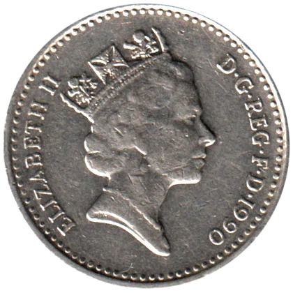5 pence, 1990 Obverse
