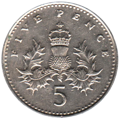 5 pence, 1990 Reverse