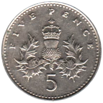 Preview 5 pence, 1990 reverse
