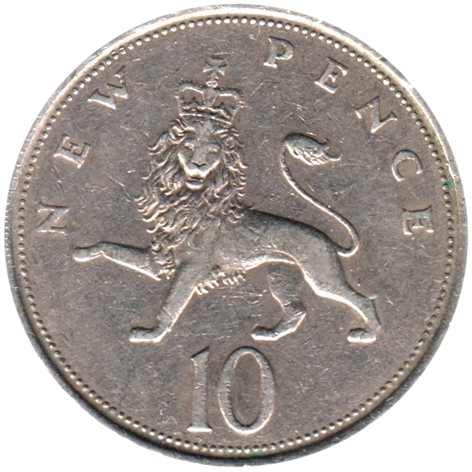 10 pence, 1969 Reverse