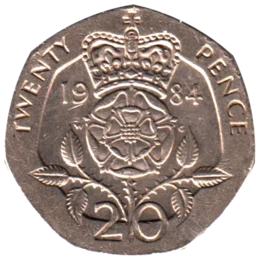 Preview 20 pence, 1984 reverse