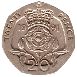 Preview 20 pence, 1991 reverse