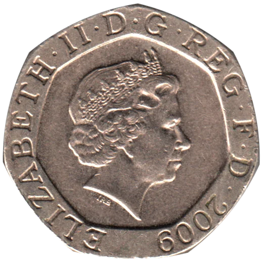 20 pence, 2009 Obverse