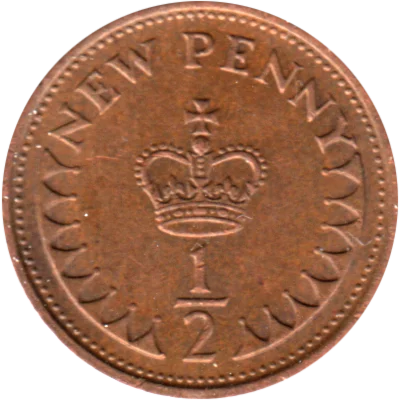½ penny, 1975 Reverse