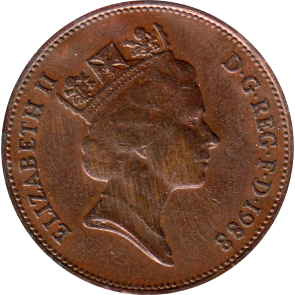 2 pence, 1988 Obverse