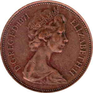 Preview 2 pence, 1971 obverse