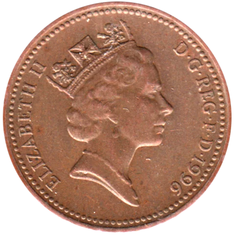 1 penny, 1996 Obverse