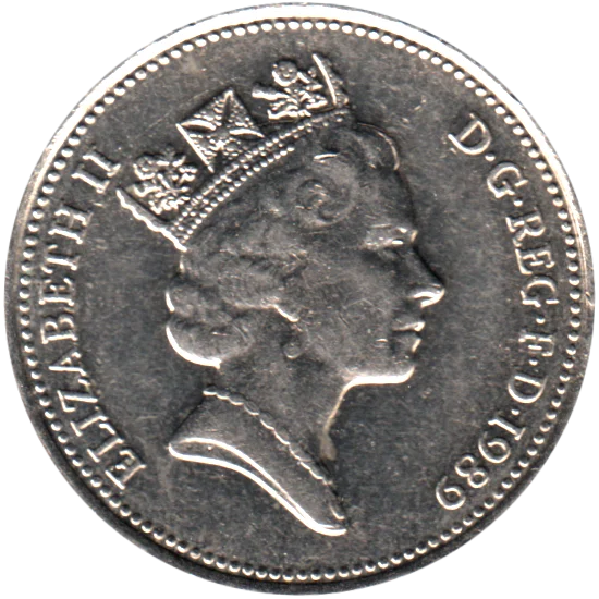 5 pence, 1989 Obverse