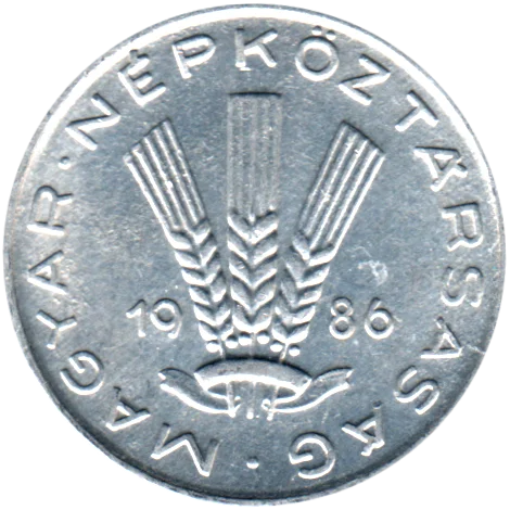 20 fillér, 1986 Obverse