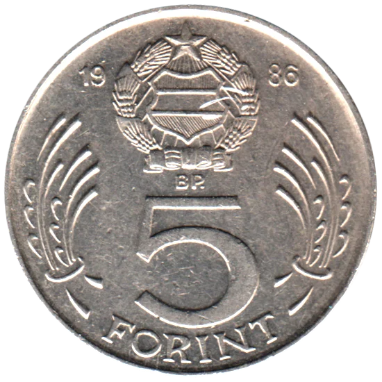 5 Forint, 1986 Reverse