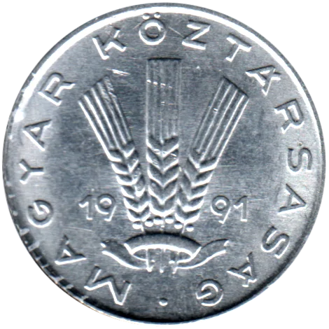 20 fillér, 1991 Obverse