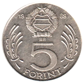 Preview 5 Forint, 1989 reverse