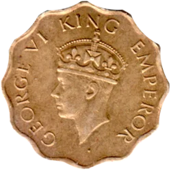 Preview 1 anna, 1945 obverse