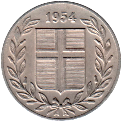 25 aurar, 1954 Obverse