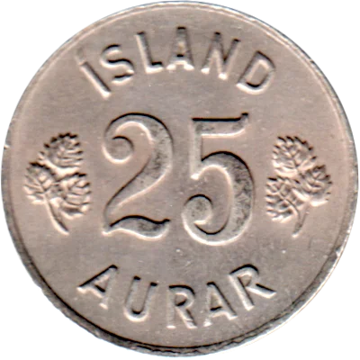 25 aurar, 1954 Reverse