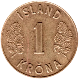 Preview 1 Króna, 1965 reverse