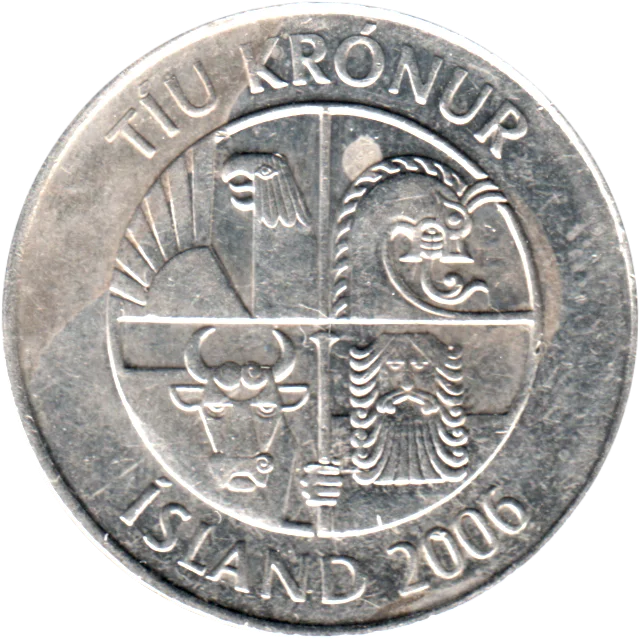 10 Krónur, 2006 Obverse