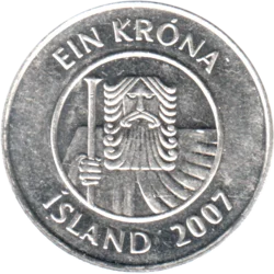 Preview 1 Króna, 2007 obverse