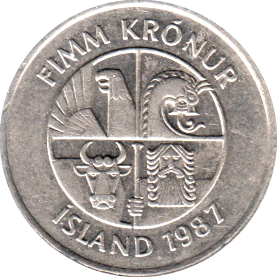 5 Krónur, 1987 Obverse