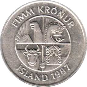 Preview 5 Krónur, 1987 obverse