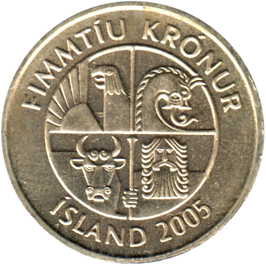 50 Krónur, 2005 Obverse