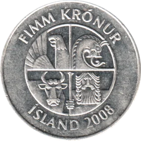 Preview 5 Krónur, 2008 obverse