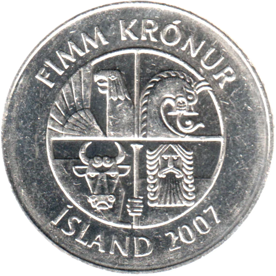 5 Krónur, 2007 Obverse