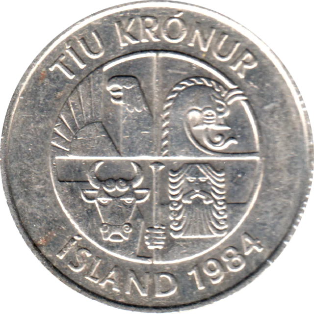 10 Krónur, 1984 Obverse