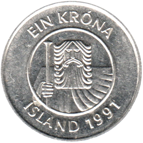 1 Króna, 1991 Obverse