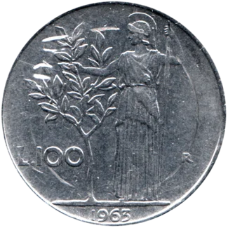 Preview 100 Lire, 1963 reverse