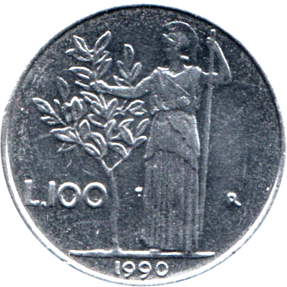 100 Lire, 1990 Reverse