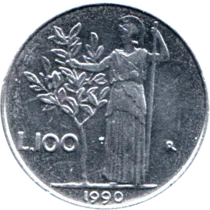 Preview 100 Lire, 1990 reverse