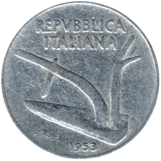 10 Lire, 1953 Obverse