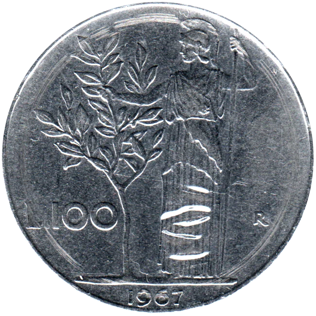 100 Lire, 1967 Reverse